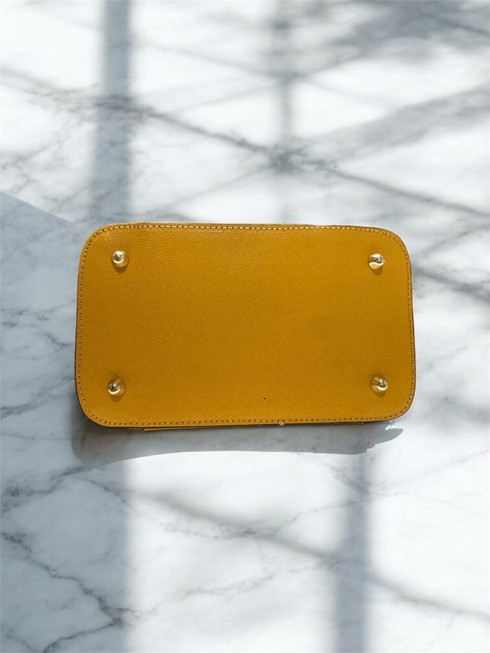 Vera Pelle Genuine Leather Structured Tote Mustard Yellow Pebbled Made in Italy - Picture 2 of 11